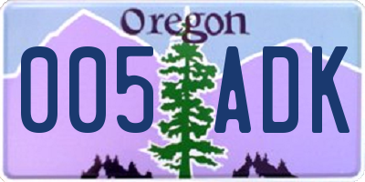 OR license plate 005ADK