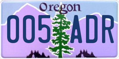 OR license plate 005ADR