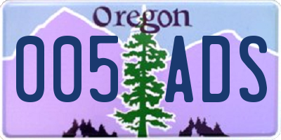 OR license plate 005ADS