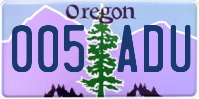 OR license plate 005ADU
