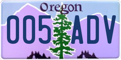 OR license plate 005ADV