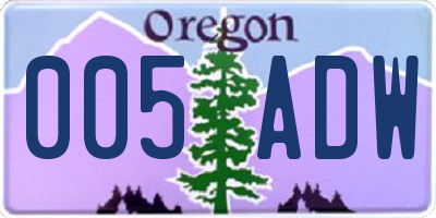OR license plate 005ADW