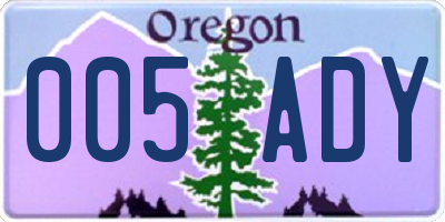 OR license plate 005ADY