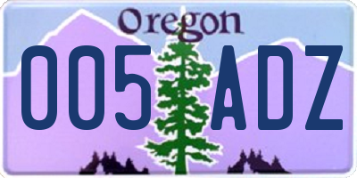 OR license plate 005ADZ