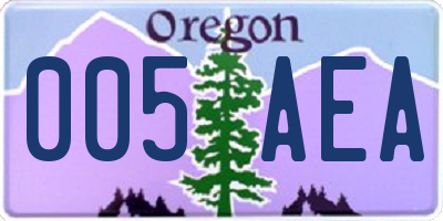 OR license plate 005AEA