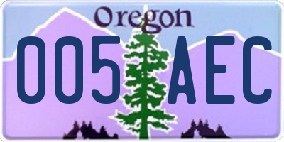 OR license plate 005AEC
