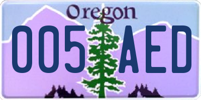 OR license plate 005AED