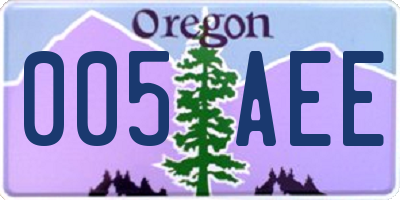 OR license plate 005AEE