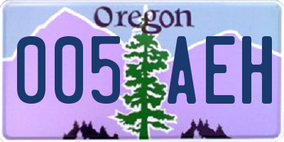 OR license plate 005AEH