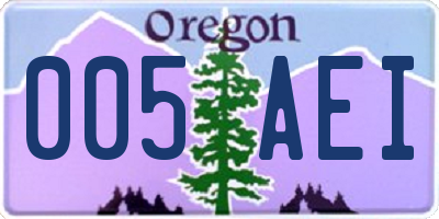 OR license plate 005AEI