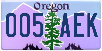 OR license plate 005AEK