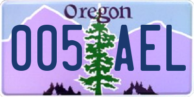 OR license plate 005AEL
