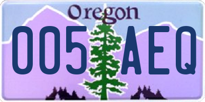 OR license plate 005AEQ