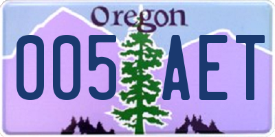 OR license plate 005AET