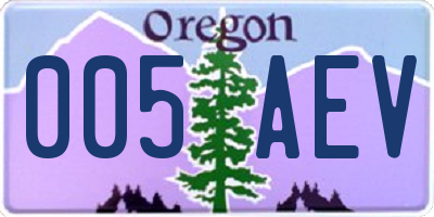 OR license plate 005AEV