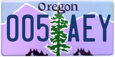 OR license plate 005AEY