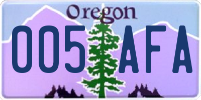 OR license plate 005AFA