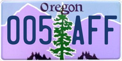OR license plate 005AFF