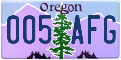 OR license plate 005AFG
