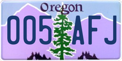OR license plate 005AFJ