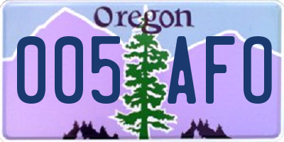 OR license plate 005AFO