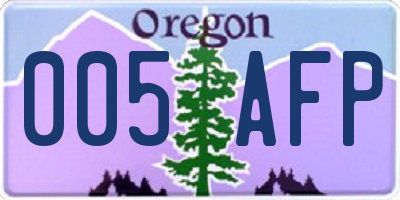OR license plate 005AFP