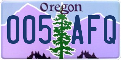 OR license plate 005AFQ