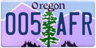 OR license plate 005AFR