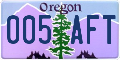 OR license plate 005AFT