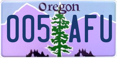 OR license plate 005AFU
