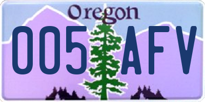OR license plate 005AFV