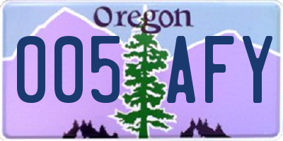 OR license plate 005AFY