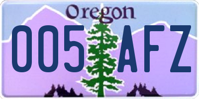OR license plate 005AFZ