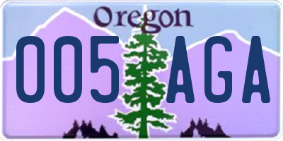 OR license plate 005AGA