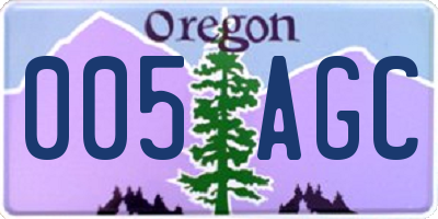 OR license plate 005AGC