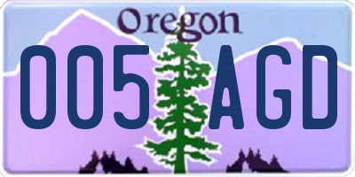 OR license plate 005AGD