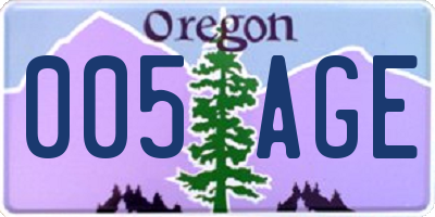 OR license plate 005AGE