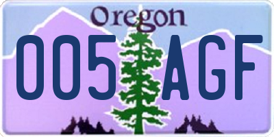 OR license plate 005AGF