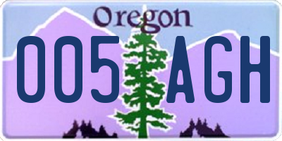 OR license plate 005AGH