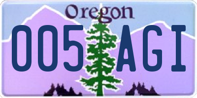 OR license plate 005AGI