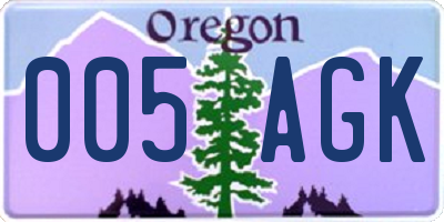 OR license plate 005AGK