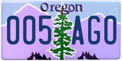 OR license plate 005AGO
