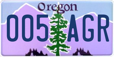 OR license plate 005AGR