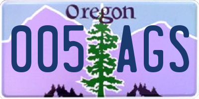 OR license plate 005AGS
