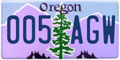 OR license plate 005AGW