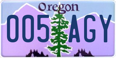OR license plate 005AGY