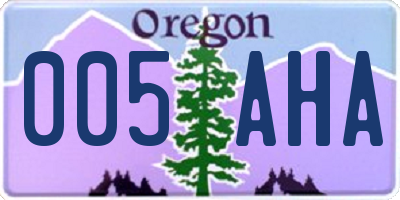 OR license plate 005AHA