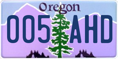 OR license plate 005AHD