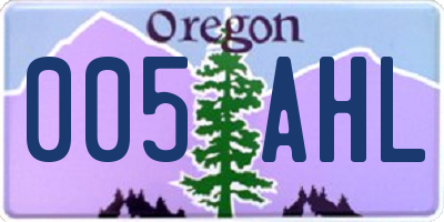 OR license plate 005AHL