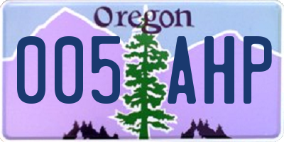 OR license plate 005AHP